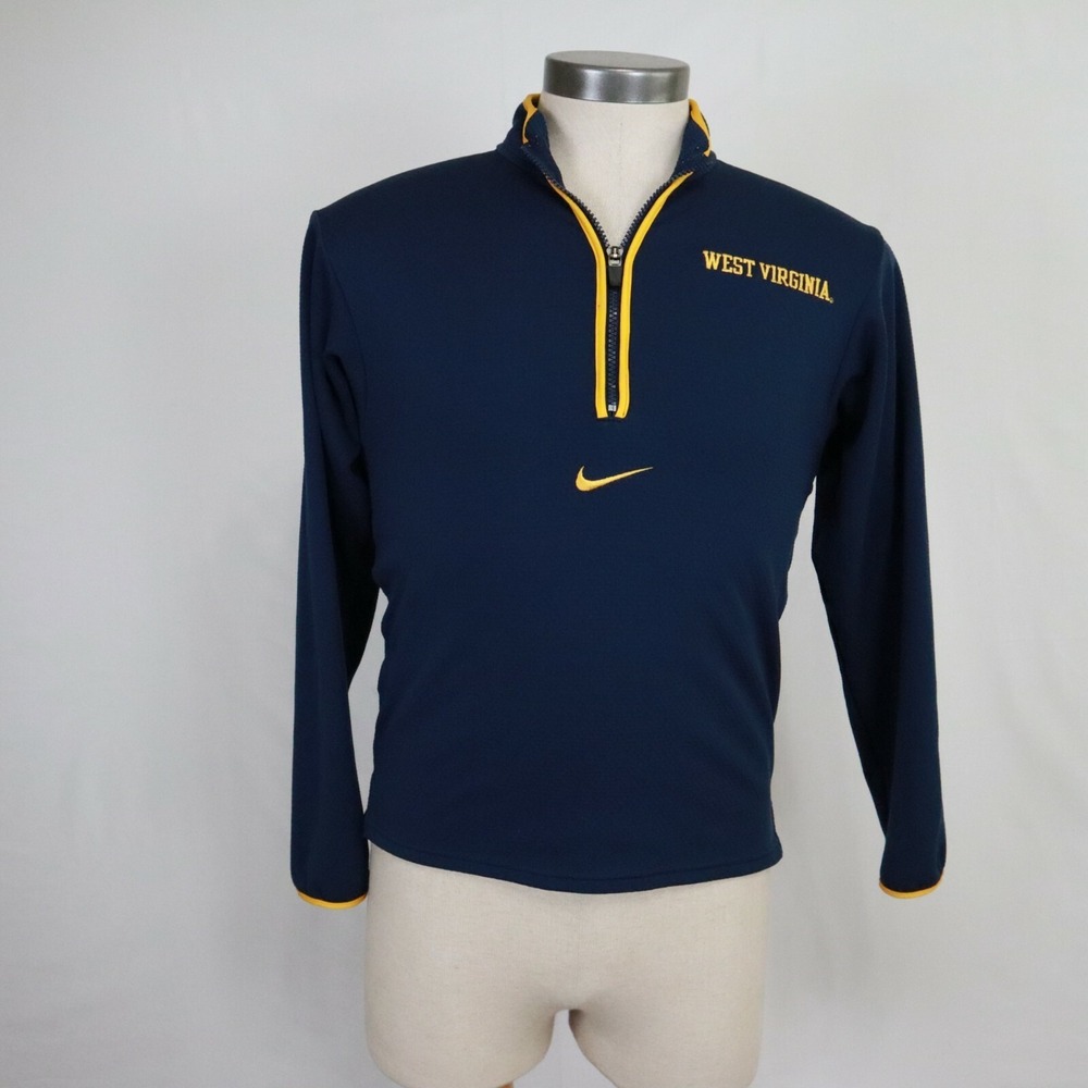 West Virginia‎ Mountaineers 1/4 Zip Pullover Mens XS Nike Team Blue Long Sleeve